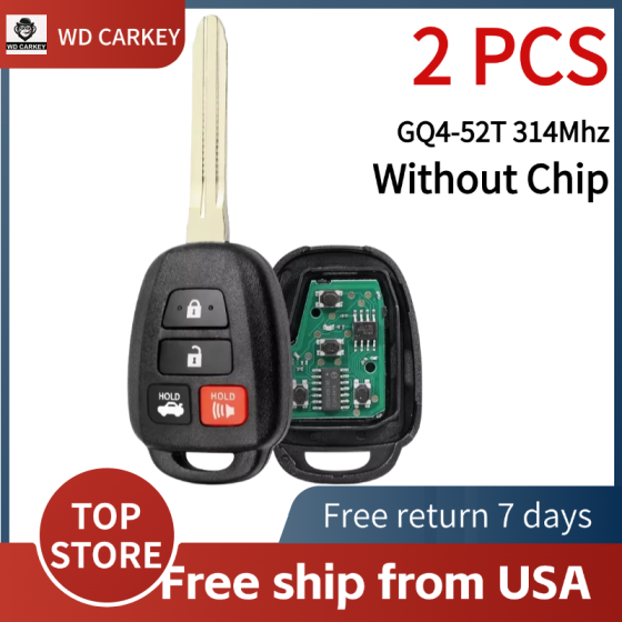 TOY 3+1 Buttons Rav4 Highlander Tacoma FCC ID: GQ4-52T 314Mhz (Without Chip)